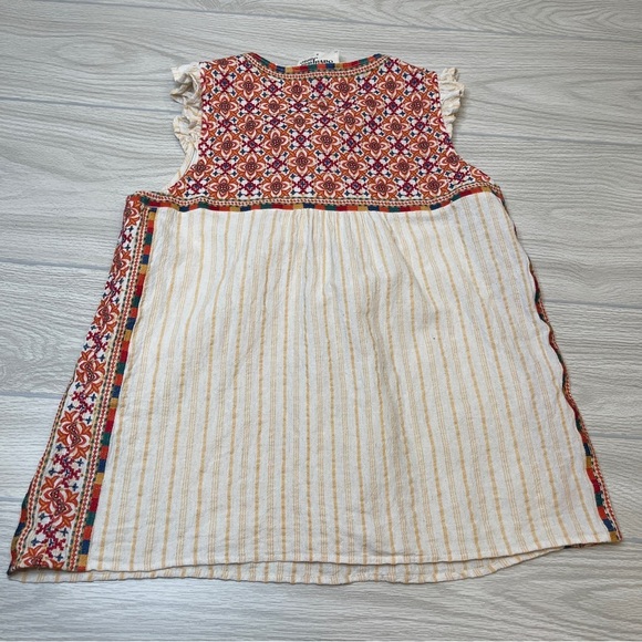 Savanna Jane Cotton Linen Embroidered Boho Colorful Blouse Sleeveless Size S - Picture 9 of 12